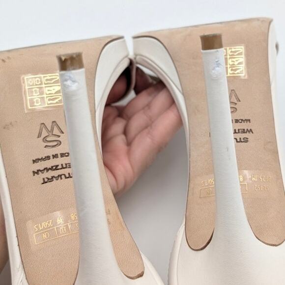 Stuart Weitzman Nudist Ankle Strap Platform Sandals White Size US8.5B EU39 - Picture 7 of 12